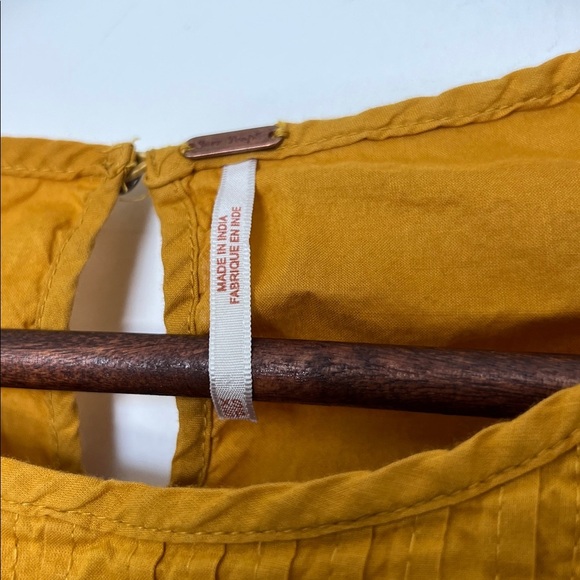 Free People Mini Dress Mustard Yellow Boho Embroidered Ruffle XS Hippie Festival - Picture 5 of 6